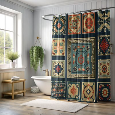 Folkloric Textiles - Rideau de douche Premium