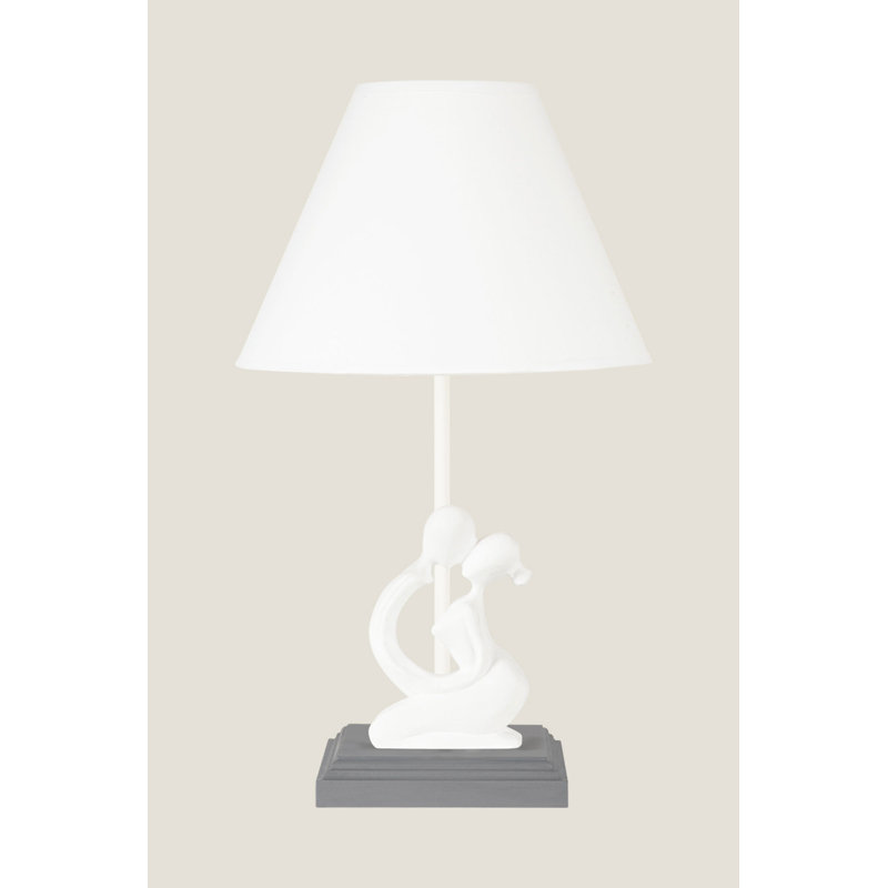 Lampe de table 16,5 po Barview, Blanc / gris, Blanc