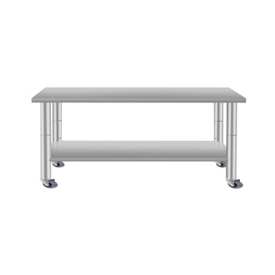Table de préparation commerciale pour la cuisine et la cuisine en acier inoxydable avec tablette et roulettes