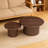 Coffee Table Set of 2 ,MDF Round Coffee Table for Living Room ,Apartment,Leisure Area Walnut