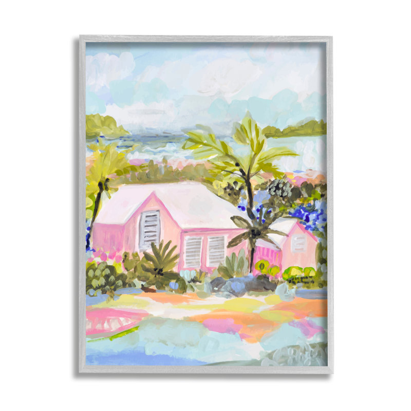 «Pink Tropical Cottage» par Karen Fields, H 20 po x l 16 po x P 1,5 po