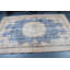 Tapis turc vintage bleu beige avec motif de médaillon orné pour un élégant décor de salon et de décoration intérieure