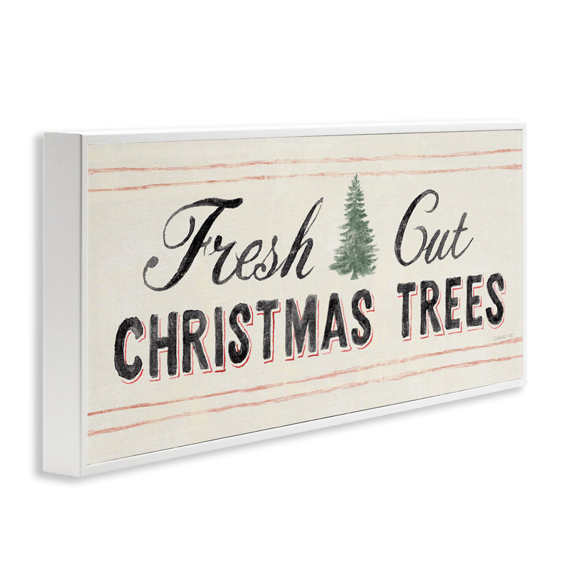 «Fresh Cut Christmas Trees», signe d'hiver rétro, art texturé par Danhui Nai, Estampe numérique encadrée blanc bord de mer