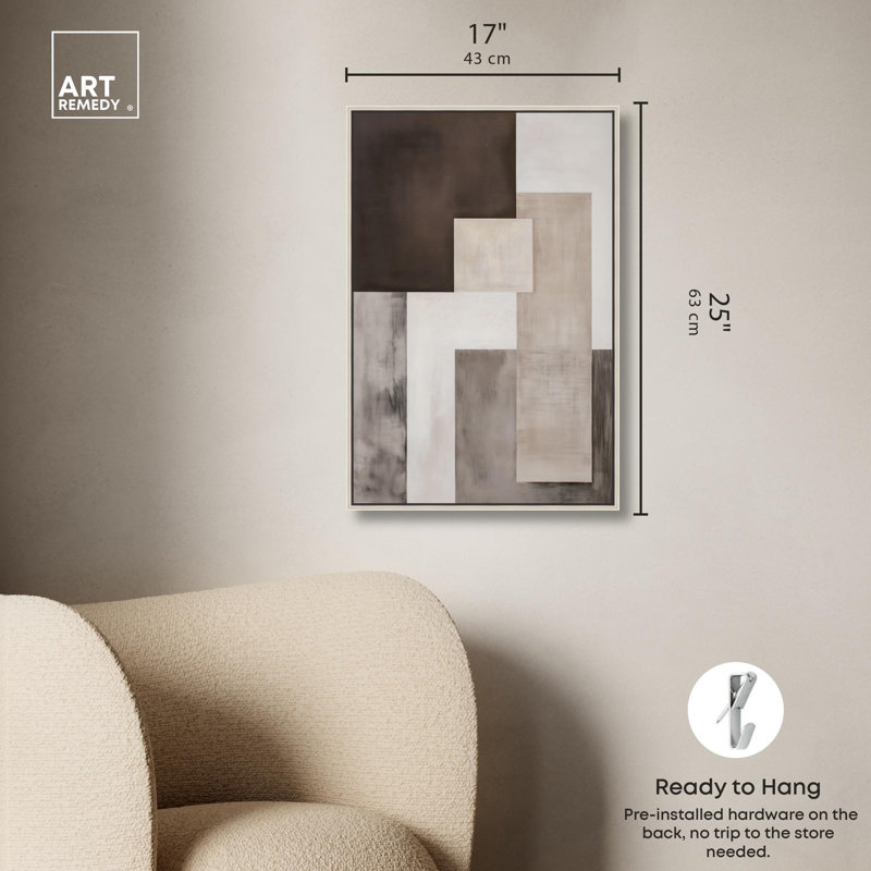 «Quiet Geometric II» par Art Remedy, Cadre argenté, H 25 po x l 17 po