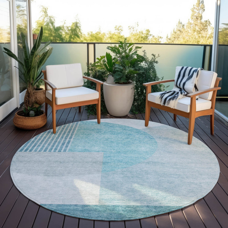 Tapis intérieur / extérieur Melania avec envers antidérapant, Rond 8 pi