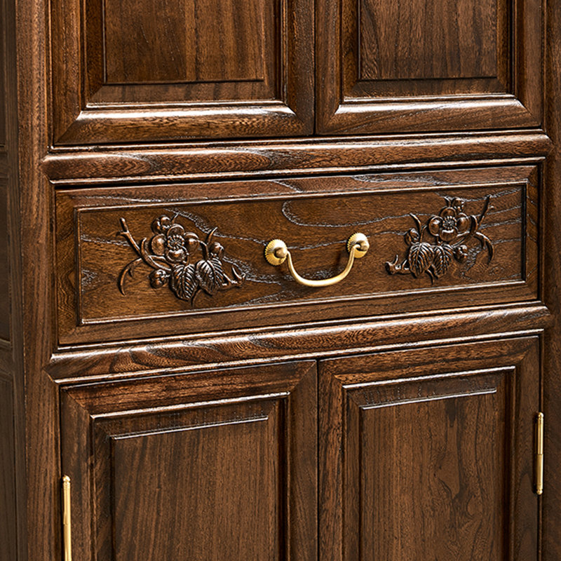 New Chinese Style Solid Wood Bookcase, Brown