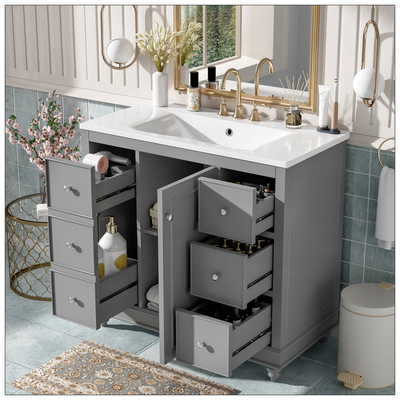 Meuble-lavabo pour salle de bain, Gris