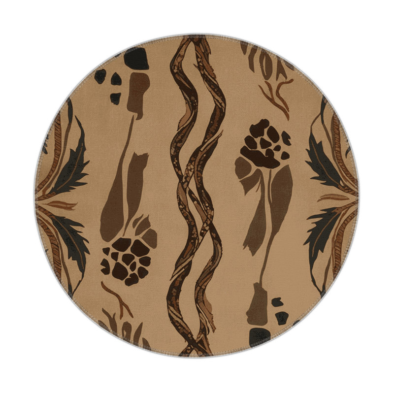 Tapis d'intérieur et d'extérieur brun Nature, Rond 5 pi