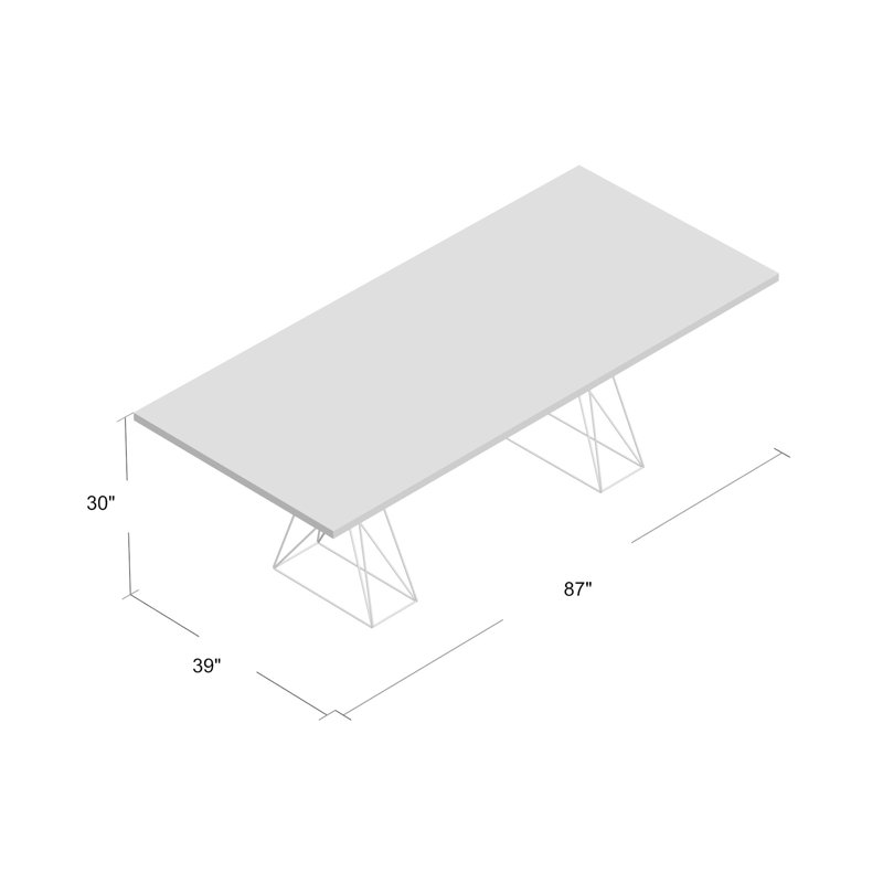 Gawen Dining Table, 39" W x 87" L, Glossy White/ White