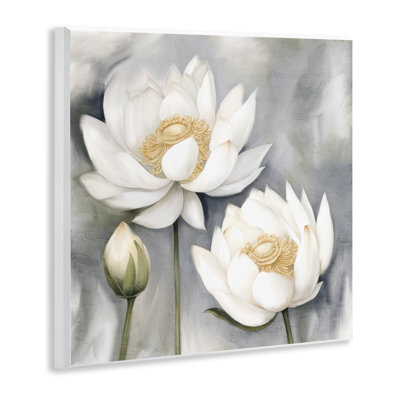 "Lotus blanc sur fond gris" par Kim Allen