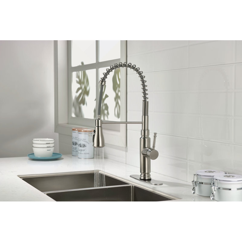 Robinet de cuisine tactile avec douchette extractible, Nickel brossé