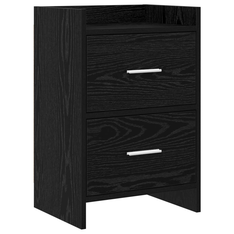 40cm W Composite Bedside Table, Black Oak
