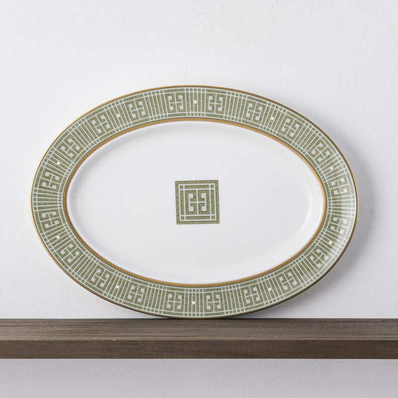 Noritake Infinity Oval Platter, 14", Green Gold