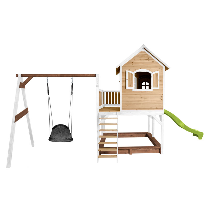 Liam AXI Hemlock Swing Set with 1 Swing(s) , 1 Slide(s), Lime Green, Brown/White