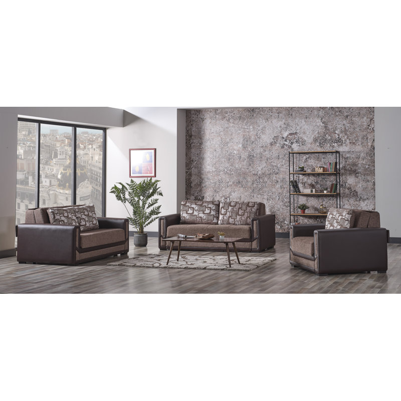 Annalie Upholstered 70'' Sleeper Sofa, Brown Chenille