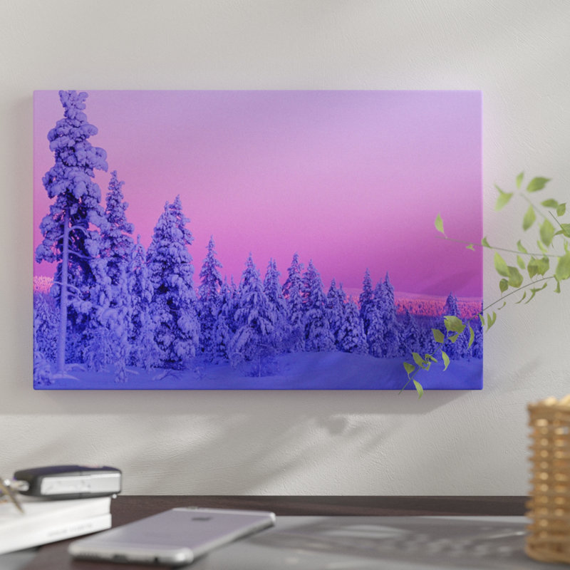 « magique winter coucher, saariselka, lapland, finlande », reproduction d’impression sur toile, H 8 po x l 12 po x P 0,75 po
