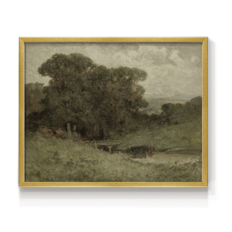 Paysages rétro-DCCXV-reproduction encadrée, H 22 po x l 28 po, Doré