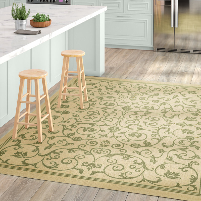 Tapis d'intérieur / extérieur à motif floral Galena Performance, Rond 6 pi 7 po
