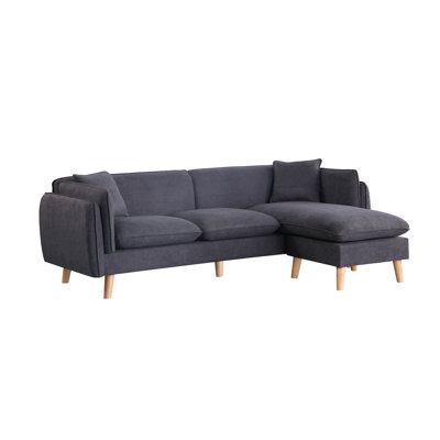 Brando 86.5"W Dark Gray Fabric Sectional Sofa Chaise