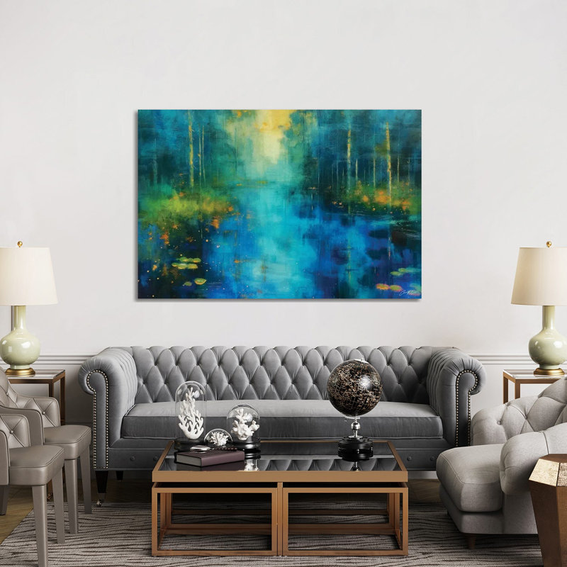 Symphony In Blue - Framed Wall Art Print, H 40 po x l 60 po, Toile tendue, Ne s’applique pas