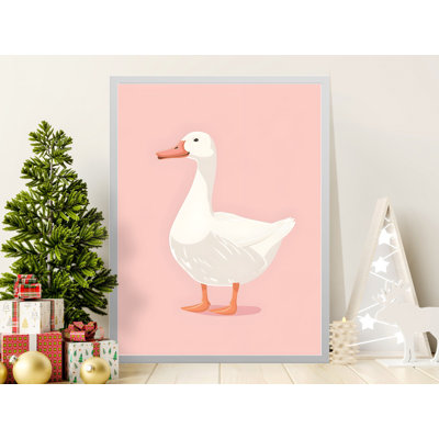 Goose Taumsauk, Framed Art, Farm Animal Decor, Nursery Art, Cute Wall Decor, Kids Room Art, Available in Sizes, Pink Taumsauk
