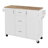 Rolling Kitchen Island With Storage, Kitchen Cart With Rubber Wood Top, 3 Drawer, 2 Slide-Out Shelf And Internal Storage Rack, Kitchen Island On Wheels With Spice Rack & Tower Rack, White-529686055