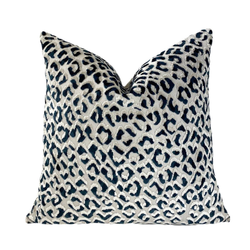 Housse de coussin en velours, Bleu marine, 22 po x 22 po