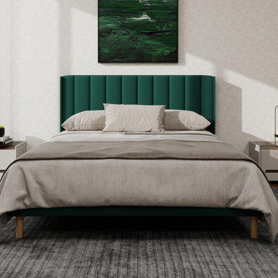 Upholstered Platform Bed Frame With Wingback