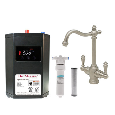 Victorian 9" 2-Handle Hot and Cold Water Dispenser Faucet with Heating Tank and Filter System