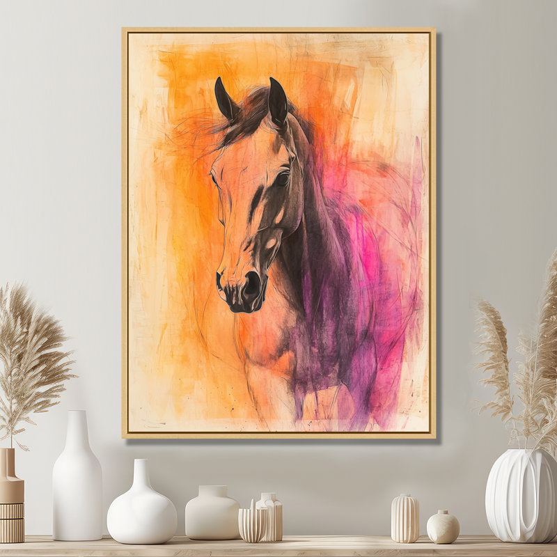 Marken Fury Horse In Motion I - Décoration murale cheval, H 20 po x l 12 po, Impression encadrée flottante, Crème, crème