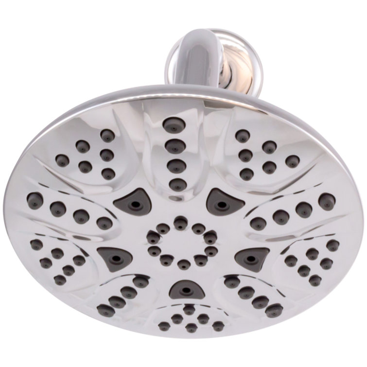 6" Round Thin 5-Function Adjustable Spray Shower Head with 10" Wall Mount Arm