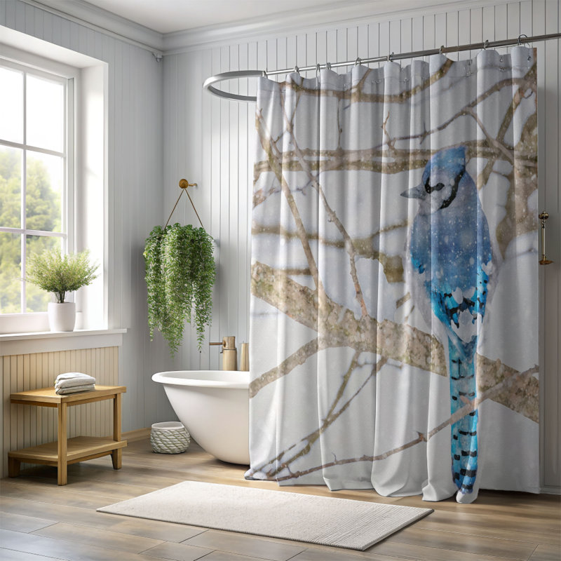 Rideau de douche de qualité supérieure - Aviaire arctique, H 74 po x l 71 po