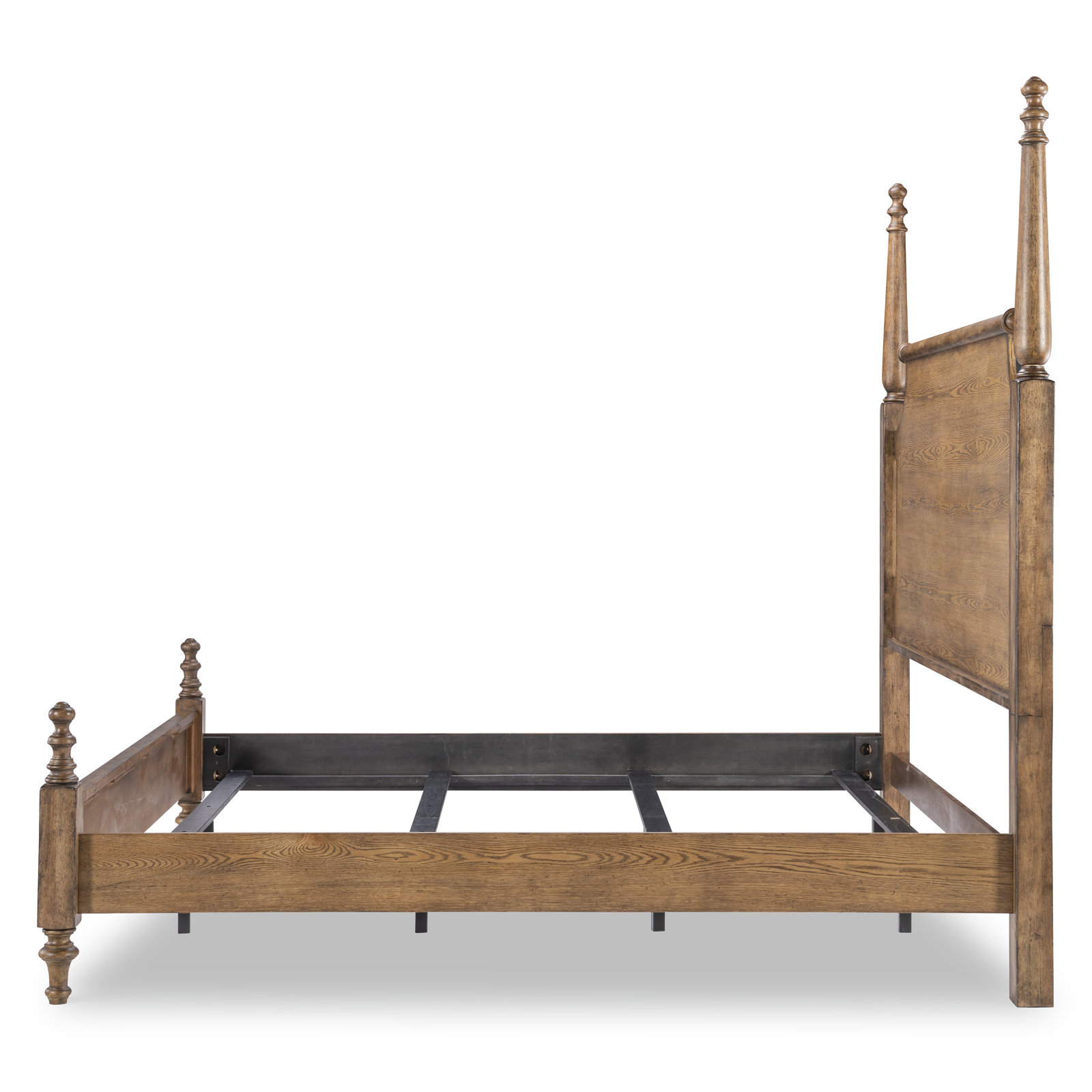 Country Living Four Poster Oak Bed, Brown, King