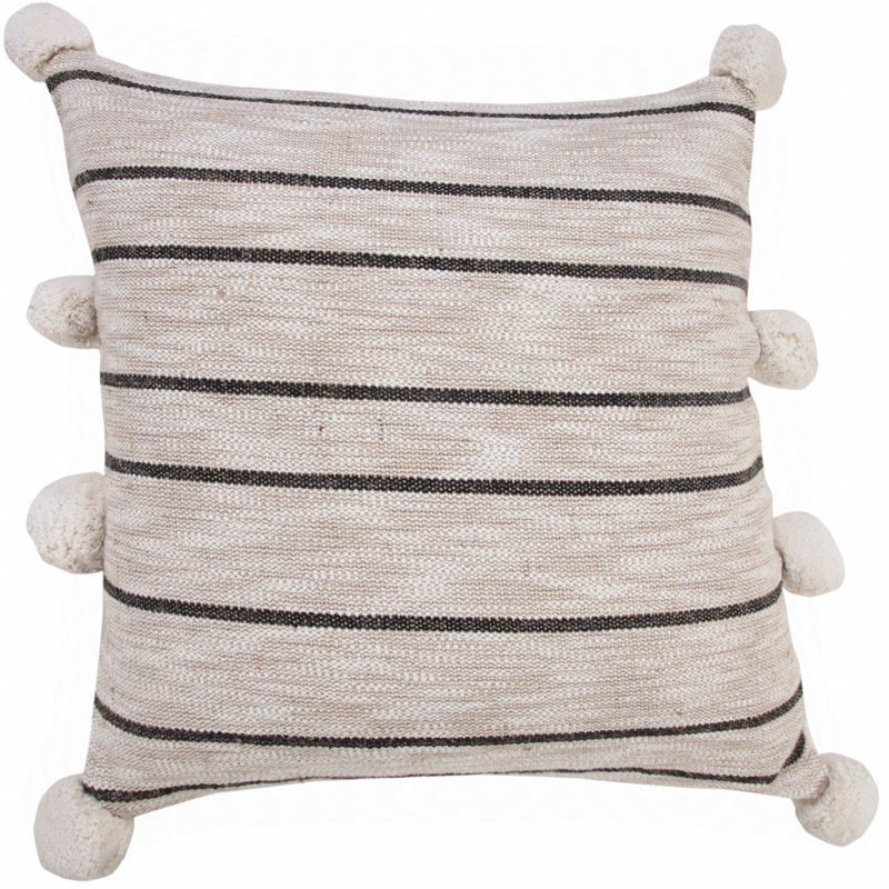 Oreiller à fermeture à glissière 20 po x 20 po beige et blanc