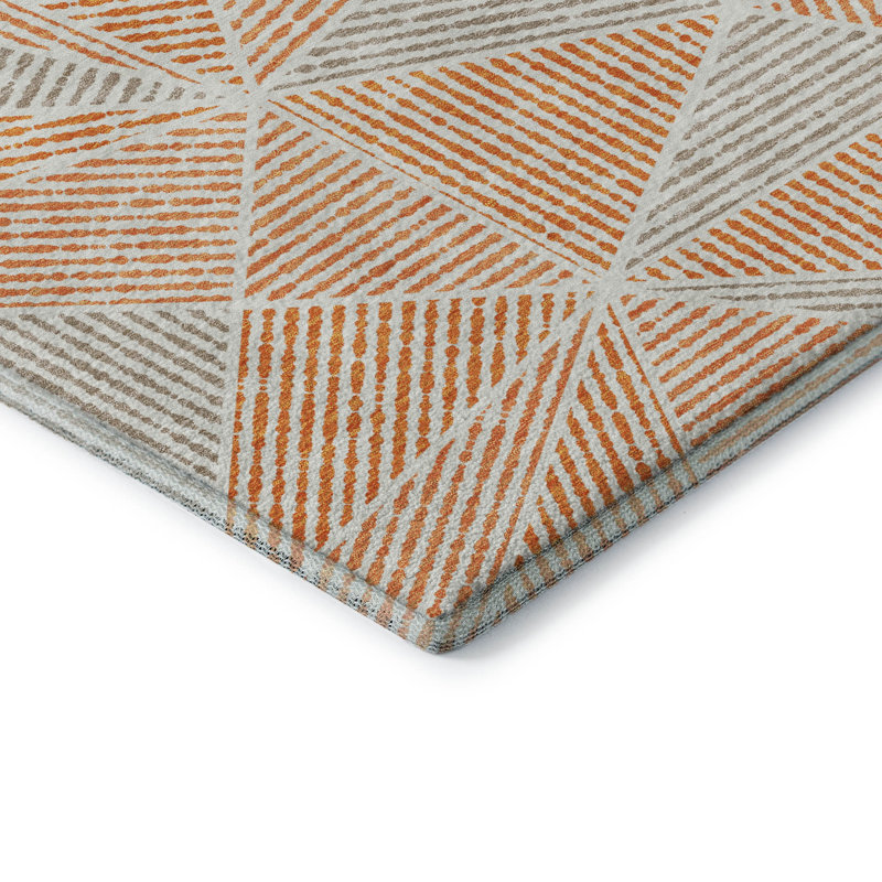 Tapis orange Cerrito lavable à la machine de qualité supérieure, Rectangle 9 pi x 12 pi