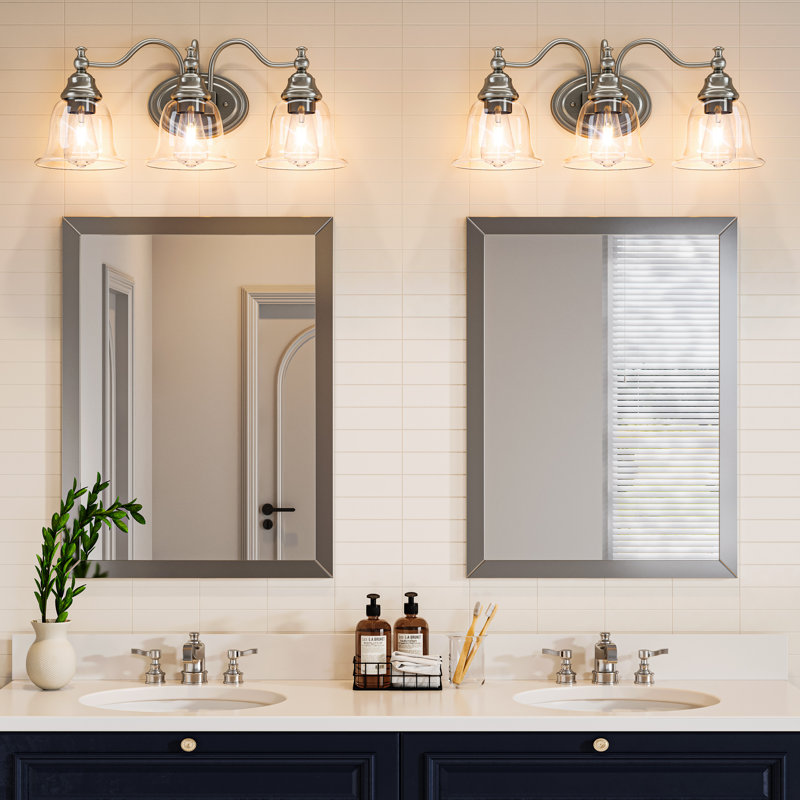 Applique murale moderne 3 lumières pour meuble-lavabo, Argent argent