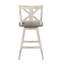 Ensemble de 2 chaises à hauteur de comptoir, chaise de salle à manger pivotante à 360 degrés en bois d'hévéa massif gris-blanc, dossier en X-329836100