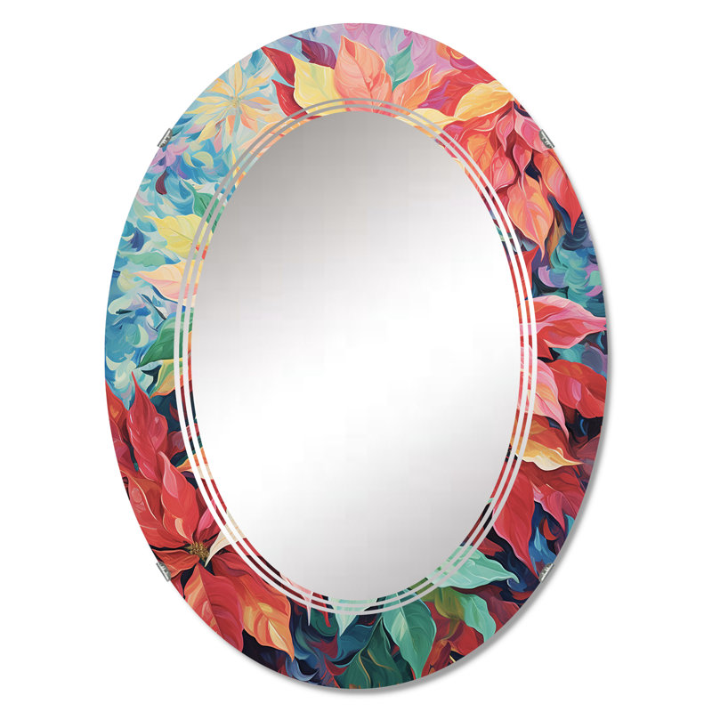 Daphnis - Miroir mural floral ovale, 36 po x 24 po