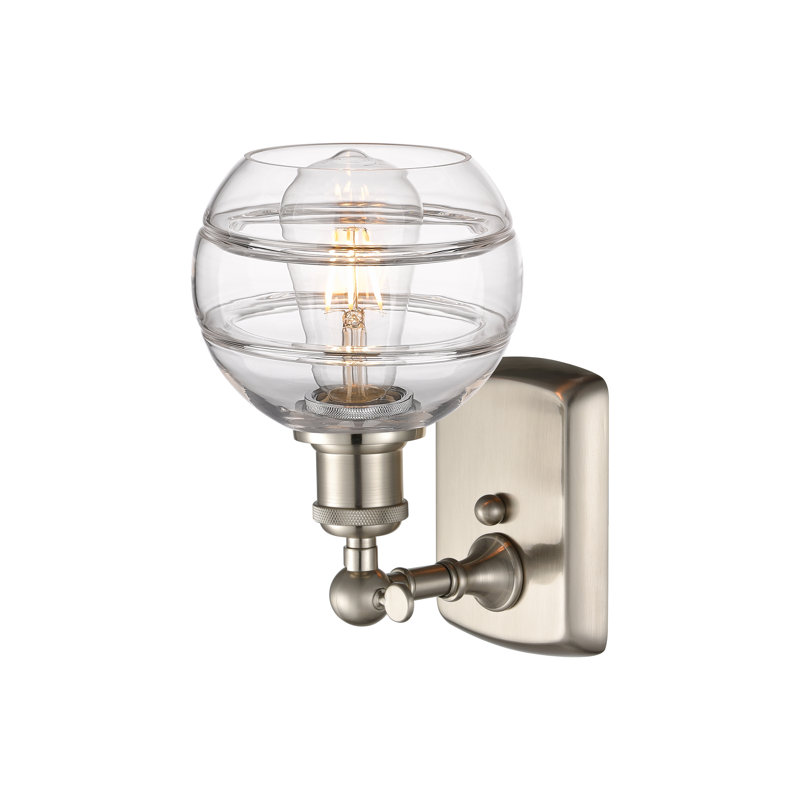 Applique murale 1 lumière Ballston Bienes, Transparent, H 8,88 po x l 5,88 po x P 7,06 po, Nickel satiné