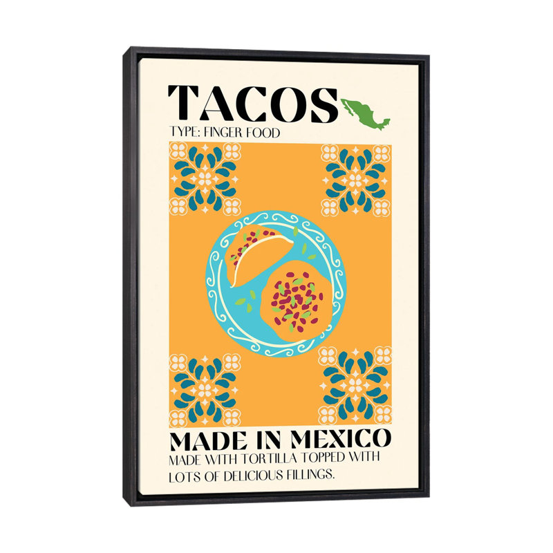 Tacos - reproduction d'art mural - toile encadrée, Noir patiné, H 40 po x l 26 po