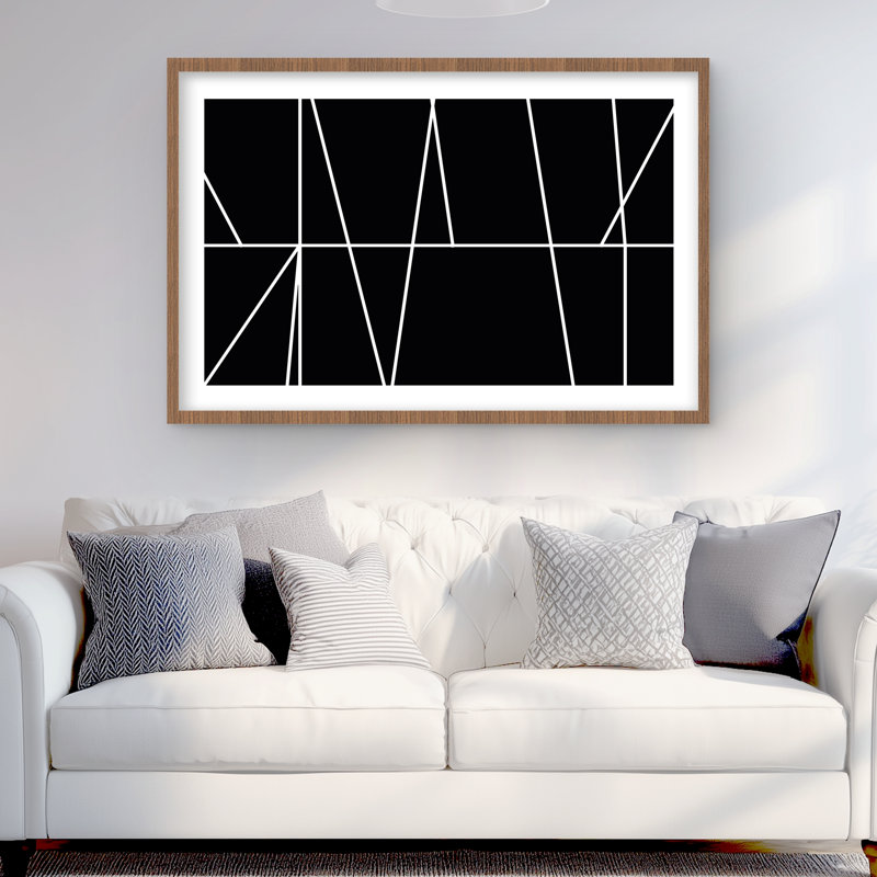 Rayures blanches sur fond noir | Impression de chambre à coucher minimaliste