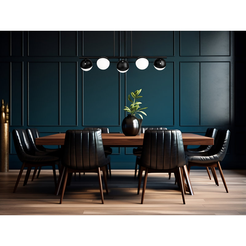 Lustre linéaire à 5 lumières Trombetta, Noir mat
