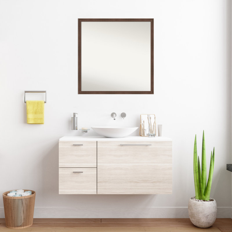 Miroir mural Florence, 27,75 po x 27,75 po, Carré, Brun clair