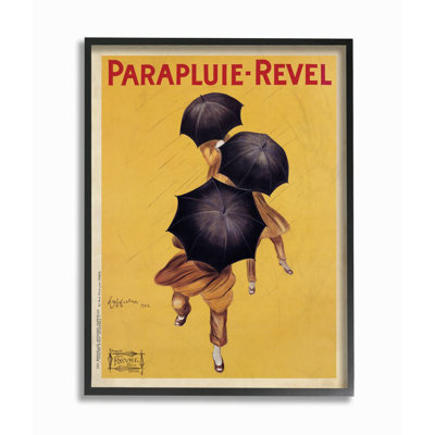 Parapluie-Revel, affiche rétro, conception jaune XXL, giclée noire, art texturé par Marcello Dudovich