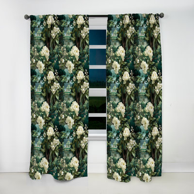 Scène de jardin enchanté motif victorien II - Rideau bohémien - Velours obscurcissant - 1 panneau