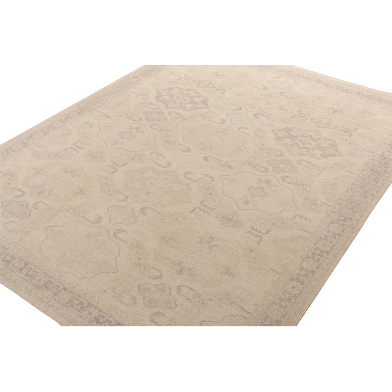Distressed Homage Hand Knotted Wool Geometric Area Rug, Rectangle 8' x 10'