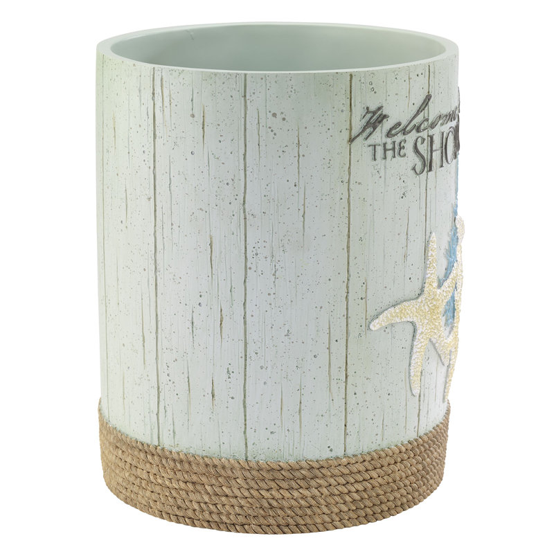 Nautical Blue Resin Circular Wastebasket with Rope Detail