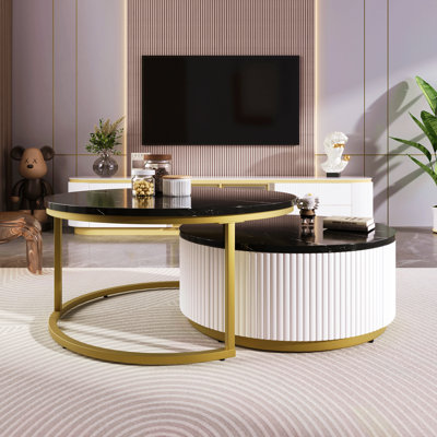 Table basse gigogne moderne avec tiroir 27,6 po