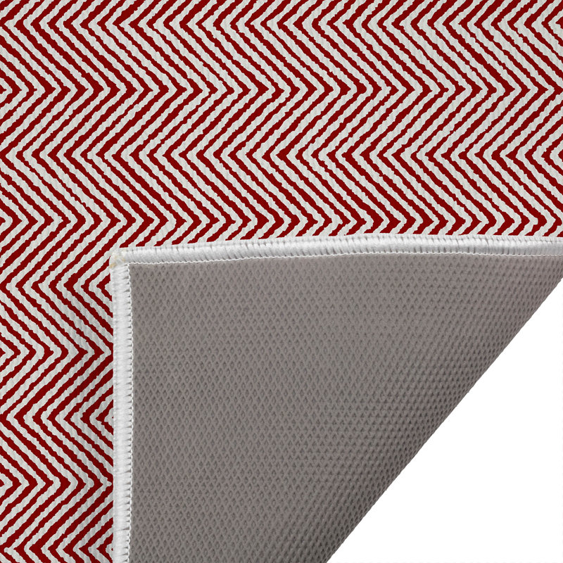 Tapis de toilette rectangulaire antidérapant à chevrons, 34" W x 21" L, Dusty Rose