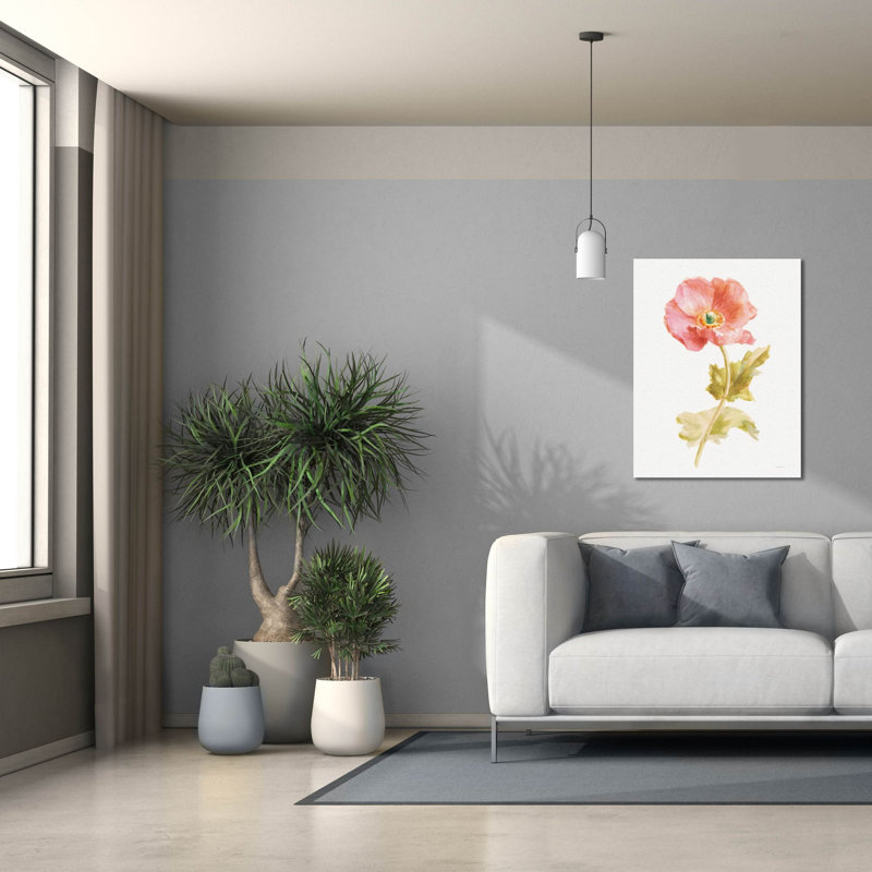 «Garden Poppy On White» par Danhui Nai, art mural sur toile, H 34 po x l 26 po
